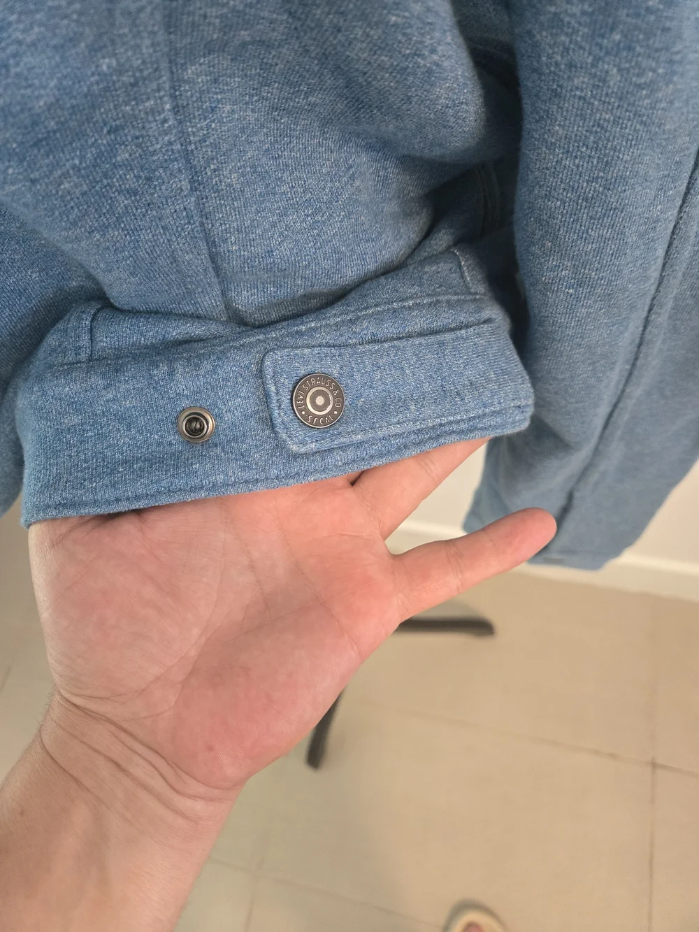 Levis Strauss Mens Light Blue Cotton Shirt Jacket Snap Front Size L - Picture 5 of 11